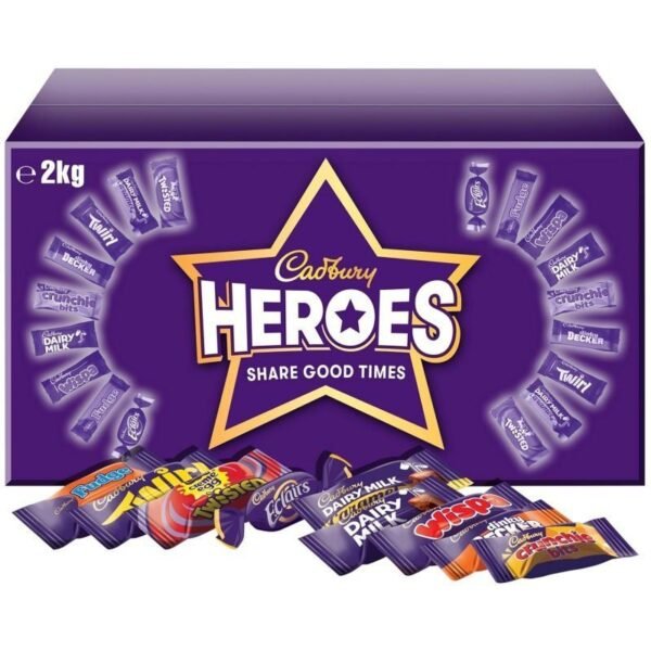 Cadbury Heroes Chocolate Bulk Share Box. Assorted Mini-Size Milk Chocolate Bars. Perfect for Mothers Day Gifts. 2 kg (Pack of 1)