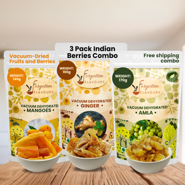 Healthy Snack Combo | Vacuum Dried Amla. Mango and Ginger Candy | Indian Berries